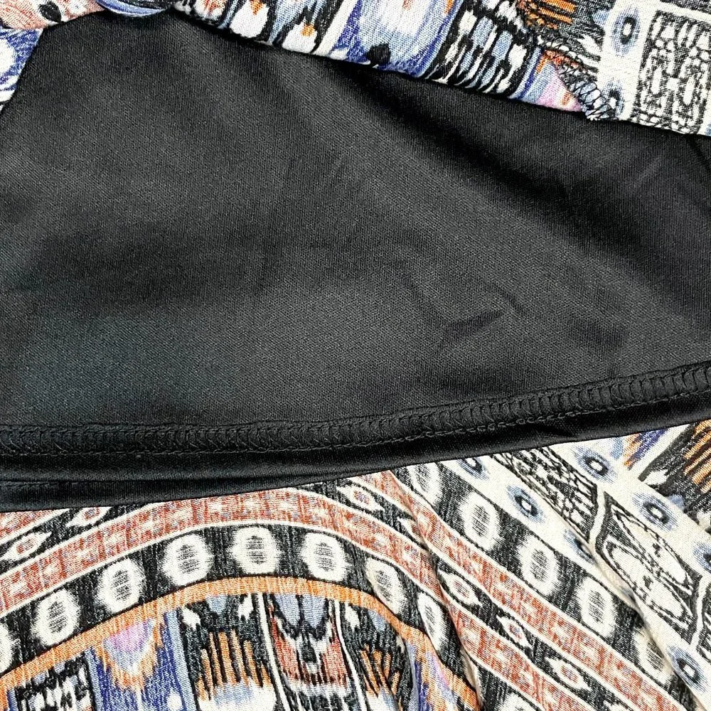 Coline Aztec Boho Print Skirt Handkerchief Hem Asymmetrical Viscose Size L